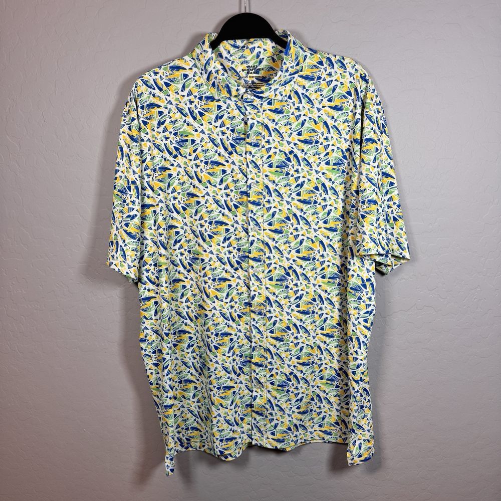 Hart Schaffner Marx Performance XLarge‎ Multicolor Fish Button Up Short Sleeve